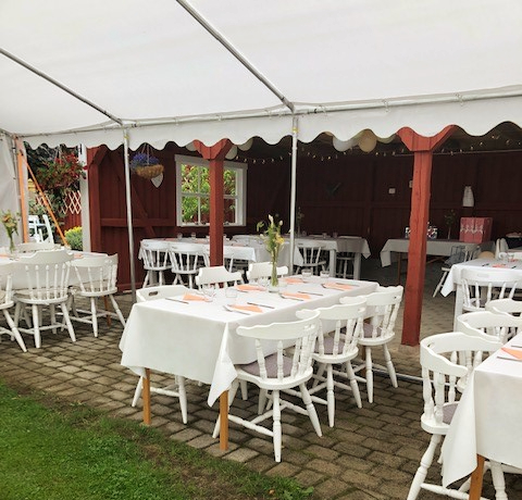 Outdoor party tent setup for events